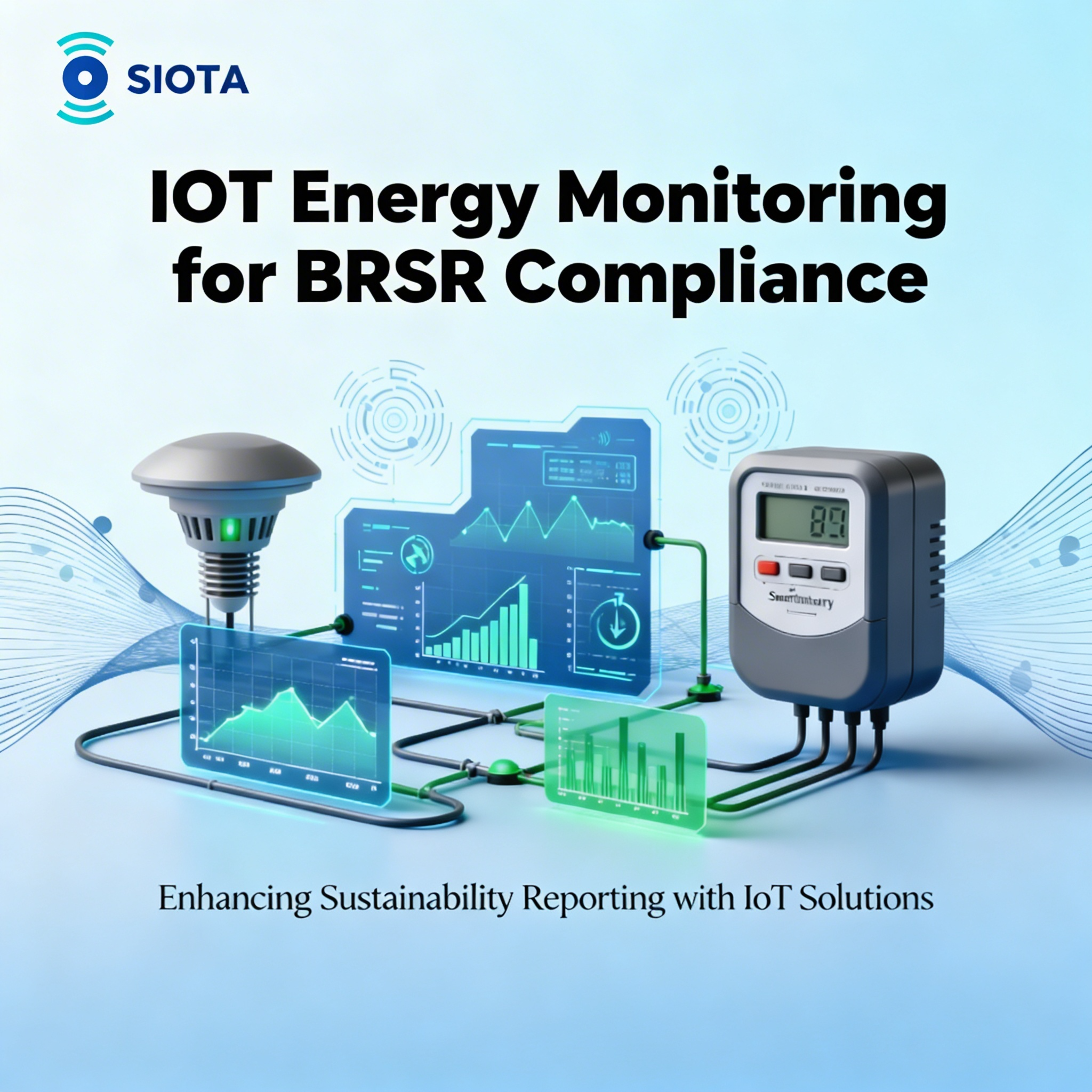IoT-based energy monitoring dashboard displaying real-time BRSR compliance data across multiple facilities — SIOTA Technologies