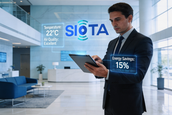 Smart facility management in action — SIOTA's IoT-based HVAC automation gives you real-time control over temperature, air quality, and energy savings, right from your tablet.