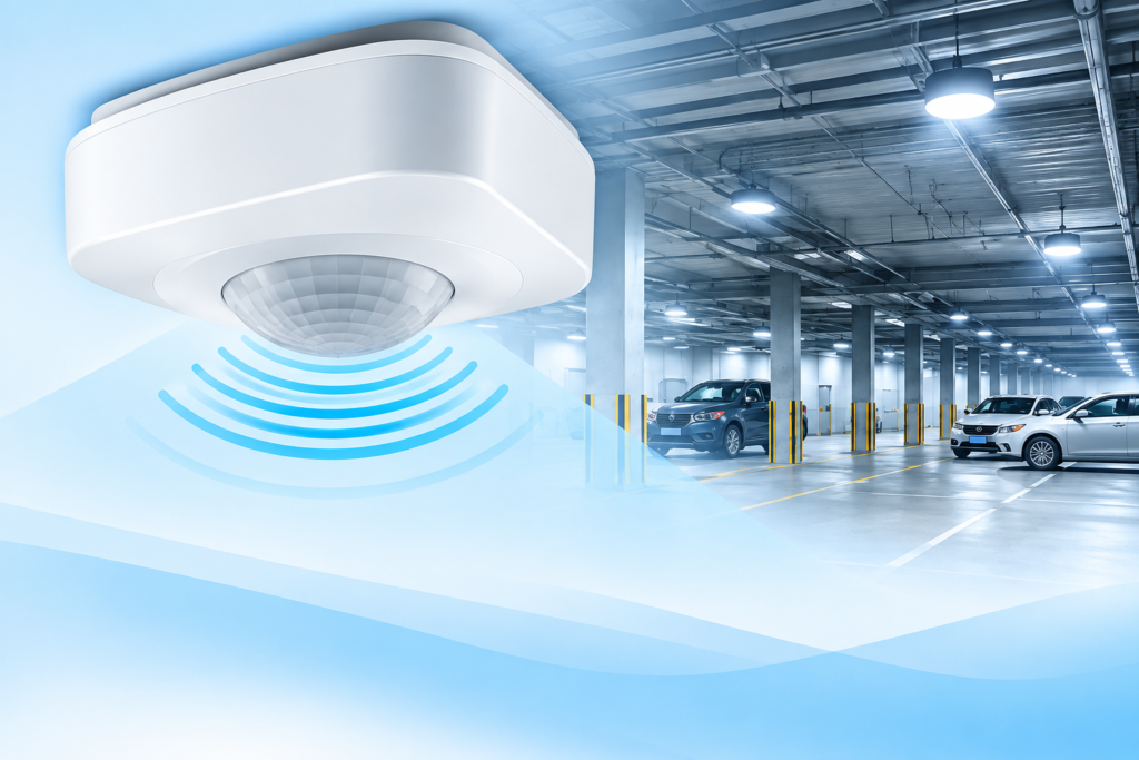 Futuristic Parking Garage Sensor Waves
