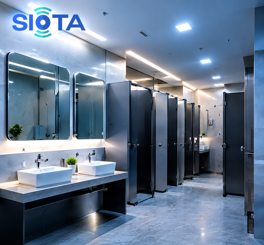 Modern Blue-Toned Restroom Interior