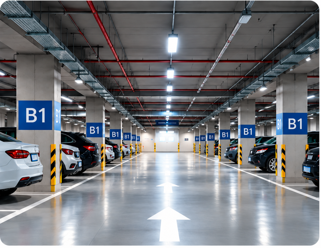 Modern Underground Parking Garage B1