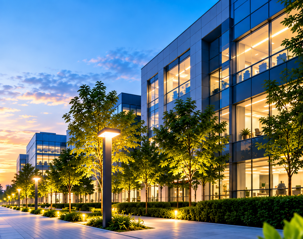 Twilight Glow at the Modern Office CampusTwilight Glow at the Modern Office Campus